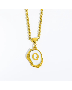 Fashion Letter Heart Pendant Stainless Steel Plating Sheel Necklace CA07830061