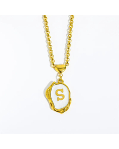 Fashion Letter Heart Pendant Stainless Steel Plating Sheel Necklace CA07830061