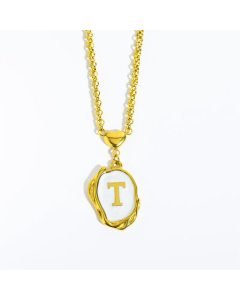 Fashion Letter Heart Pendant Stainless Steel Plating Sheel Necklace CA07830061