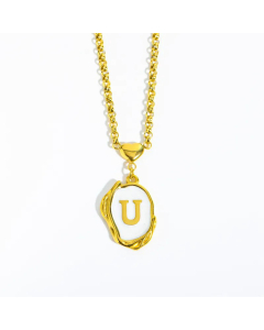 Fashion Letter Heart Pendant Stainless Steel Plating Sheel Necklace CA07830061