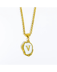Fashion Letter Heart Pendant Stainless Steel Plating Sheel Necklace CA07830061