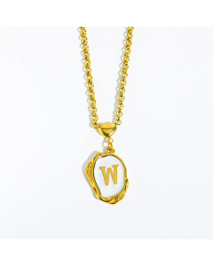 Fashion Letter Heart Pendant Stainless Steel Plating Sheel Necklace CA07830061