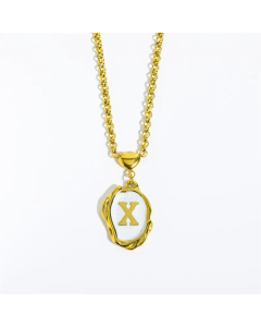 Fashion Letter Heart Pendant Stainless Steel Plating Sheel Necklace CA07830061