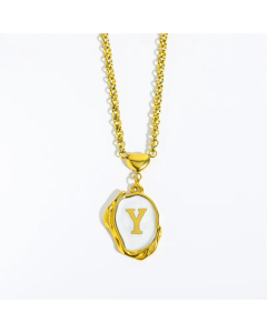 Fashion Letter Heart Pendant Stainless Steel Plating Sheel Necklace CA07830061