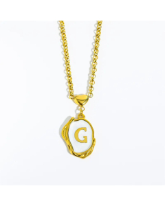 Fashion Letter Heart Pendant Stainless Steel Plating Sheel Necklace CA07830061