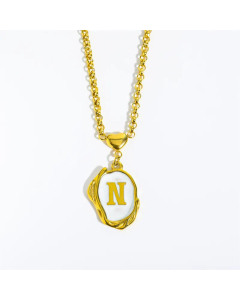 Fashion Letter Heart Pendant Stainless Steel Plating Sheel Necklace CA07830061