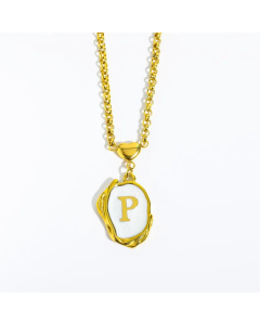 Fashion Letter Heart Pendant Stainless Steel Plating Sheel Necklace CA07830061