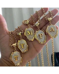 Fashion Letter Heart Pendant Stainless Steel Plating Sheel Necklace CA07830061