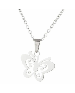 Elegant Hollow Out Butterfly Pendent Stainless Steel Plating Necklace CA07830062-Steel Color-01