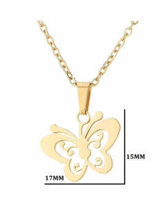 Elegant Hollow Out Butterfly Pendent Stainless Steel Plating Necklace CA07830062-Gold Color-01