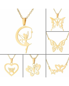Elegant Hollow Out Butterfly Pendent Stainless Steel Plating Necklace CA07830062