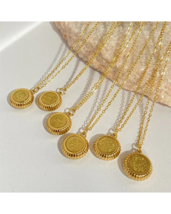 1 Piece Retro Round Constellation Pendant Stainless Steel Necklace CA07830063