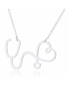 Minimalism Electrocardiogram Heart Shape Stainless Steel Plating Necklace CA07830066-Steel Color-02
