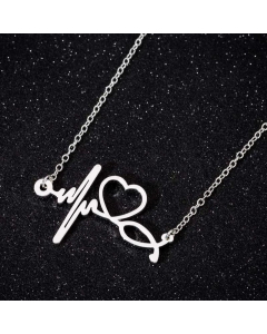 Minimalism Electrocardiogram Heart Shape Stainless Steel Plating Necklace CA07830066