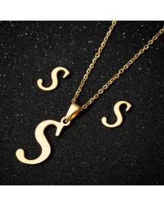 1 Piece 1 Pair Minimalism Letter Pendent Stainless Steel Plating Necklace CA07830070-Gold Color-S