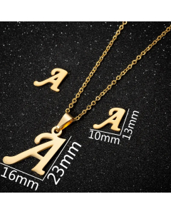 1 Piece 1 Pair Minimalism Letter Pendent Stainless Steel Plating Necklace CA07830070-Gold Color-A