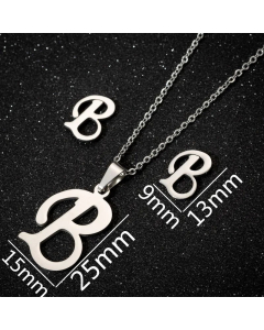 1 Piece 1 Pair Minimalism Letter Pendent Stainless Steel Plating Necklace CA07830070-Steel Color-B