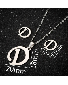 1 Piece 1 Pair Minimalism Letter Pendent Stainless Steel Plating Necklace CA07830070-Steel Color-D