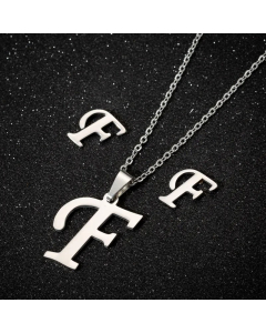 1 Piece 1 Pair Minimalism Letter Pendent Stainless Steel Plating Necklace CA07830070-Steel Color-F