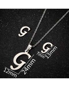1 Piece 1 Pair Minimalism Letter Pendent Stainless Steel Plating Necklace CA07830070-Steel Color-G