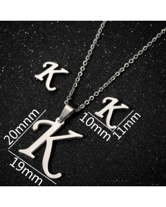 1 Piece 1 Pair Minimalism Letter Pendent Stainless Steel Plating Necklace CA07830070-Steel Color-K