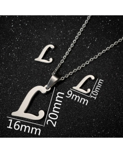 1 Piece 1 Pair Minimalism Letter Pendent Stainless Steel Plating Necklace CA07830070-Steel Color-L