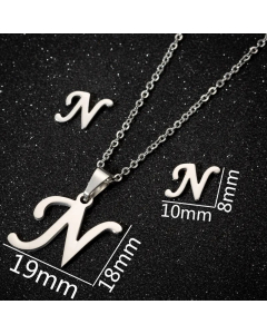 1 Piece 1 Pair Minimalism Letter Pendent Stainless Steel Plating Necklace CA07830070-Steel Color-N