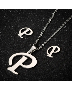 1 Piece 1 Pair Minimalism Letter Pendent Stainless Steel Plating Necklace CA07830070-Steel Color-P