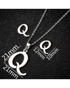 1 Piece 1 Pair Minimalism Letter Pendent Stainless Steel Plating Necklace CA07830070-Steel Color-Q