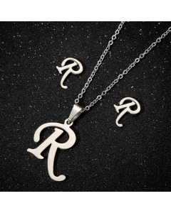 1 Piece 1 Pair Minimalism Letter Pendent Stainless Steel Plating Necklace CA07830070-Steel Color-R