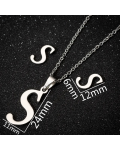 1 Piece 1 Pair Minimalism Letter Pendent Stainless Steel Plating Necklace CA07830070-Steel Color-S