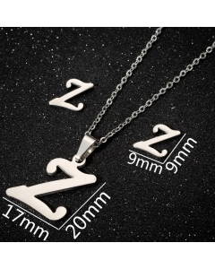 1 Piece 1 Pair Minimalism Letter Pendent Stainless Steel Plating Necklace CA07830070-Steel Color-Z