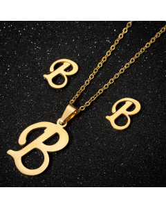 1 Piece 1 Pair Minimalism Letter Pendent Stainless Steel Plating Necklace CA07830070-Gold Color-B