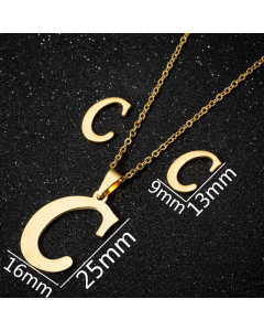 1 Piece 1 Pair Minimalism Letter Pendent Stainless Steel Plating Necklace CA07830070-Gold Color-C