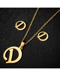 1 Piece 1 Pair Minimalism Letter Pendent Stainless Steel Plating Necklace CA07830070-Gold Color-D
