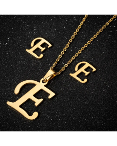1 Piece 1 Pair Minimalism Letter Pendent Stainless Steel Plating Necklace CA07830070-Gold Color-E