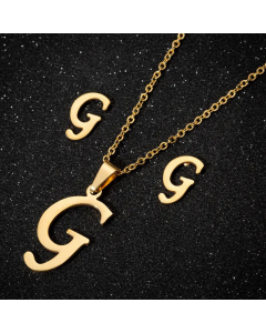 1 Piece 1 Pair Minimalism Letter Pendent Stainless Steel Plating Necklace CA07830070-Gold Color-G