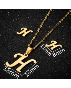 1 Piece 1 Pair Minimalism Letter Pendent Stainless Steel Plating Necklace CA07830070-Gold Color-H