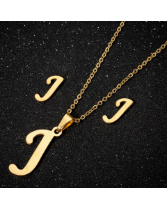 1 Piece 1 Pair Minimalism Letter Pendent Stainless Steel Plating Necklace CA07830070-Gold Color-J