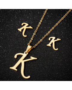 1 Piece 1 Pair Minimalism Letter Pendent Stainless Steel Plating Necklace CA07830070-Gold Color-K