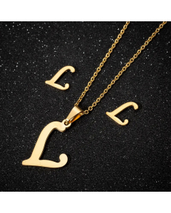 1 Piece 1 Pair Minimalism Letter Pendent Stainless Steel Plating Necklace CA07830070-Gold Color-L