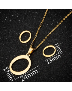 1 Piece 1 Pair Minimalism Letter Pendent Stainless Steel Plating Necklace CA07830070-Gold Color-O