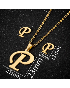 1 Piece 1 Pair Minimalism Letter Pendent Stainless Steel Plating Necklace CA07830070-Gold Color-P