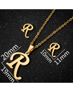 1 Piece 1 Pair Minimalism Letter Pendent Stainless Steel Plating Necklace CA07830070-Gold Color-R