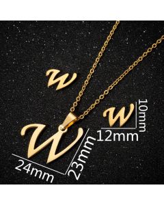1 Piece 1 Pair Minimalism Letter Pendent Stainless Steel Plating Necklace CA07830070-Gold Color-W