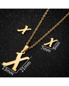 1 Piece 1 Pair Minimalism Letter Pendent Stainless Steel Plating Necklace CA07830070-Gold Color-X