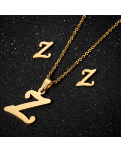 1 Piece 1 Pair Minimalism Letter Pendent Stainless Steel Plating Necklace CA07830070-Gold Color-Z