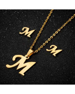 1 Piece 1 Pair Minimalism Letter Pendent Stainless Steel Plating Necklace CA07830070-Gold Color-M