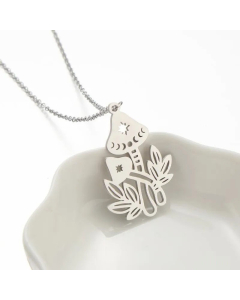Cute Hollow Out Mushroom Pendant Titanium Steel Plating Necklace CA07830071