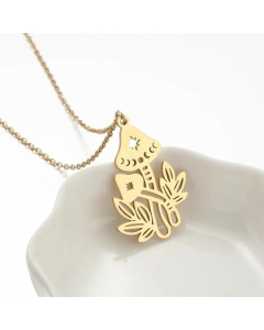 Cute Hollow Out Mushroom Pendant Titanium Steel Plating Necklace CA07830071